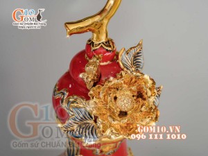 Hồ lô Mã Đáo Thành Công đắp nổi vẽ vàng 24k, nền đỏ - cao 75cm