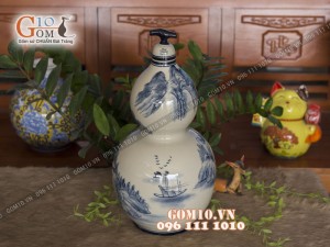 Hồ lô men bóng vẽ hươu, dung tích 15L