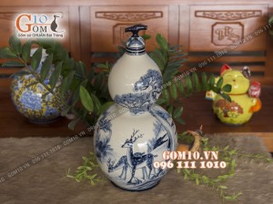 Hồ lô men bóng vẽ hươu, dung tích 15L