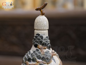 Hồ lô men rạn đắp nổi Mã Đáo Thành Công cao 33cm