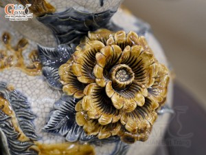 Hồ lô men rạn đắp nổi Mã Đáo Thành Công cao 33cm