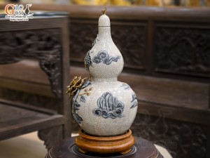 Hồ lô men rạn đắp nổi Thuận Buồm Xuôi Gió cao 33cm