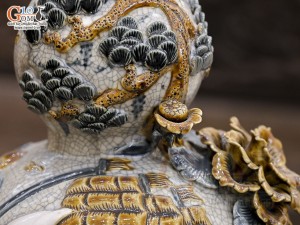 Hồ lô men rạn đắp nổi Thuận Buồm Xuôi Gió cao 33cm