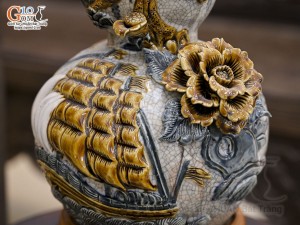 Hồ lô men rạn đắp nổi Thuận Buồm Xuôi Gió cao 33cm