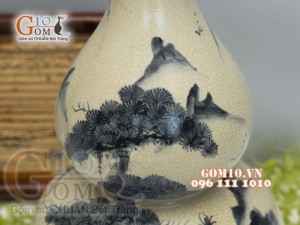 Hồ lô men rạn vẽ tùng 12L