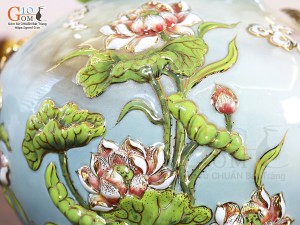 Hồ Lô men vân mây đắp nổi Mã Đáo Thành Công vẽ vàng 24k, cao 75cm