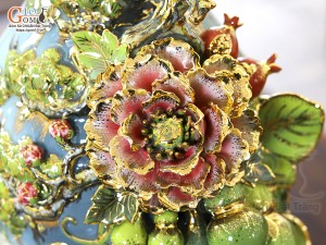 Hồ Lô men vân mây đắp nổi Mã Đáo Thành Công vẽ vàng 24k, cao 75cm