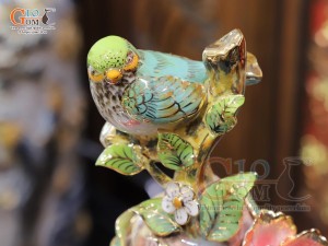 Hồ lô Phú Quý Tài Lộc men vân mây đắp nổi lựu cá vẽ vàng 24k, cao 75cm (màu vàng loang)