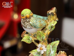 Hồ lô Phú Quý Tài Lộc men vân mây đắp nổi lựu cá vẽ vàng 24k, cao 75cm (màu vàng loang)