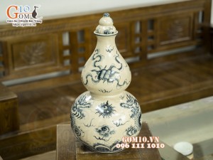 Hồ lô tài lộc men rạn cổ vẽ Rồng, 52cm