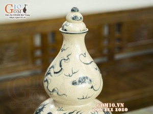 Hồ lô tài lộc men rạn cổ vẽ Rồng, 52cm