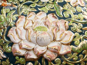 Hồ lô tài lộc men vân mây đắp nổi Bách Niên Cửu Hạc vẽ vàng 24k, cao 75cm