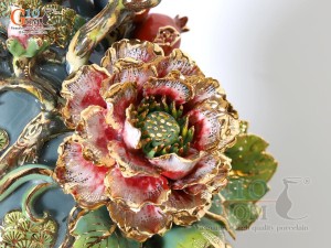 Hồ lô tài lộc men vân mây đắp nổi Thuận Buồm Xuôi Gió vẽ vàng 24k, cao 75cm (màu vàng)