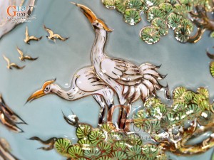 Hồ lô tài lộc men vân mây đắp nổi Thuận Buồm Xuôi Gió vẽ vàng 24k, cao 75cm (màu vàng)