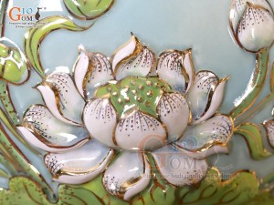 Hồ lô tài lộc men vân mây đắp nổi Thuận Buồm Xuôi Gió vẽ vàng 24k, cao 75cm (màu vàng)