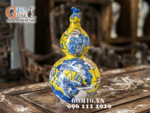 Hồ lô vàng vẽ lí ngư vàng kim 42cm