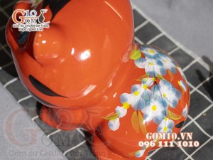 Mèo sứ tiết kiệm ngộ nghĩnh màu cam, cao 20cm