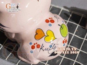 Mèo sứ tiết kiệm ngộ nghĩnh màu hồng, cao 20cm