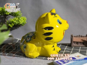 Mèo sứ tiết kiệm ngộ nghĩnh màu vàng, cao 20cm