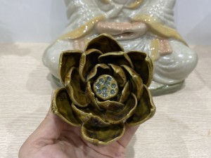 Hoa sen sứ men hoả biến cao cấp