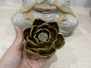 Hoa sen sứ men hoả biến cao cấp