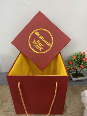 Hộp xi đỏ lót lụa bình hút lộc, cao 35cm