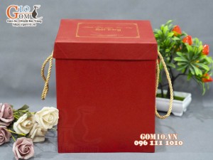Hộp xi đỏ lót lụa đựng bình hút lộc H41x33cm