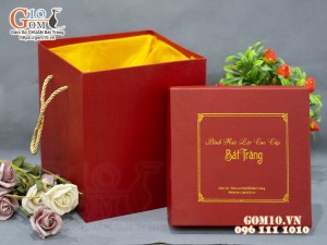 Hộp xi đỏ lót lụa đựng bình hút lộc 25cm