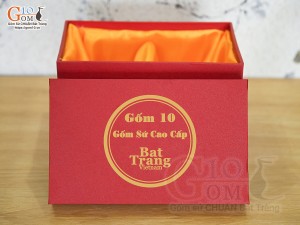 Hộp xi đỏ lót lụa đựng bộ cốc đôi, 18,5x12cm