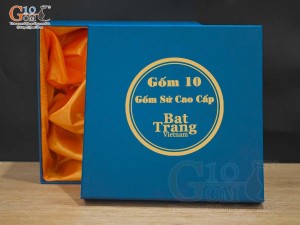 Hộp xi xanh lót lụa đựng ấm chén S3