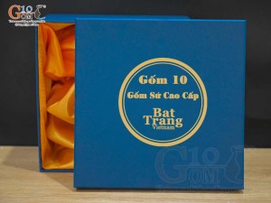 Hộp xi xanh lót lụa đựng ấm chén S3