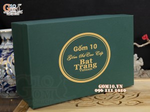 Hộp xi xanh lót lụa đựng ấm chén và phụ kiện