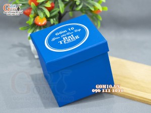 Hộp xi xanh lót lụa đựng cốc