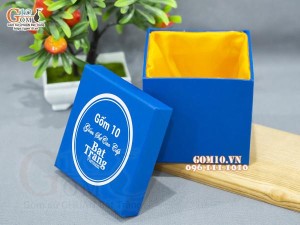 Hộp xi xanh lót lụa đựng cốc đơn