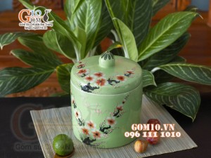 Hũ dưa cà men màu xanh Tài Lộc, đường kính 24cm