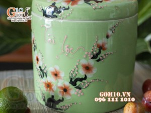 Hũ dưa cà men màu xanh Tài Lộc, đường kính 24cm