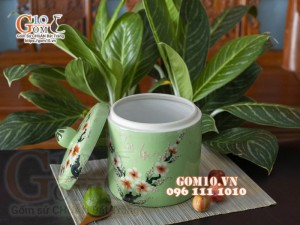 Hũ dưa cà men màu xanh Tài Lộc, đường kính 24cm
