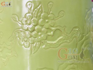 Hũ dưa men màu vẽ hoa Tài Lộc màu xanh, cao 40cm