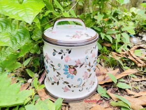 Hũ dưa men trắng vẽ hoa dây, dung tích 10 lít