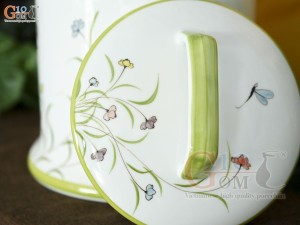 Hũ dưa men trắng vẽ hoa, dung tích 5 lít