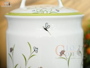 Hũ dưa men trắng vẽ hoa, dung tích 5 lít