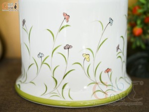 Hũ dưa men trắng vẽ hoa, dung tích 5 lít