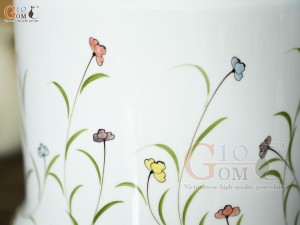 Hũ dưa men trắng vẽ hoa, dung tích 5 lít
