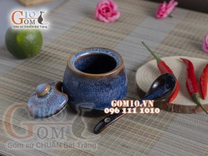 Hũ đựng gia vị men xanh đá
