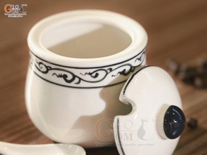 Hũ gia vị men cổ vẽ hoa móc (Hàng Đặt SX)