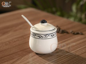 Hũ gia vị men cổ vẽ hoa móc (Hàng Đặt SX)