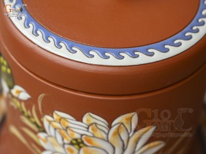 Hũ gốm đất đỏ đựng gạo khắc hoa Sen 5kg