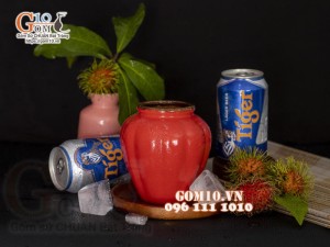 Hũ gốm mem màu dáng trái khế, dung tích 480ml 