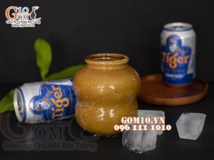 Hũ gốm men màu 2 bầu, dung tích 580ml