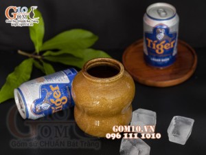 Hũ gốm men màu 2 bầu, dung tích 580ml